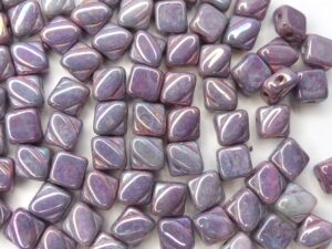 SL-03000-15781 Silky Bead, Opaque White Purple Iris 30 Pc.-0