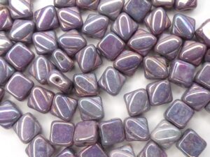SL-03000-15781 Silky Bead, Opaque White Purple Iris 30 Pc.-12648