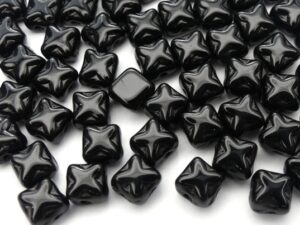 SL-23980-CR Opaque Jet Silky Beads Cross 30 Pc.-12709