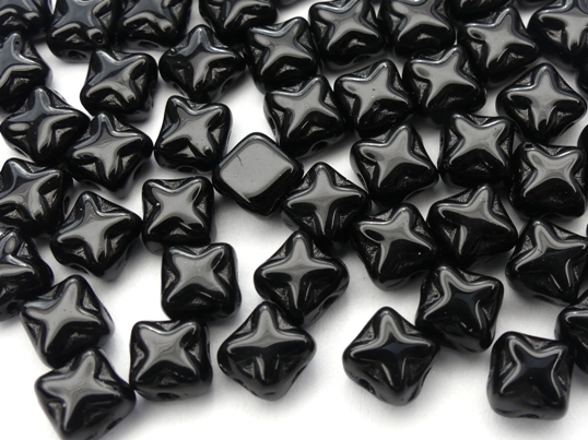 SL-23980-CR Opaque Jet Silky Beads Cross 30 Pc.-12709