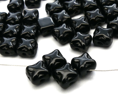 SL-23980-CR Opaque Jet Silky Beads Cross 30 Pc.-0