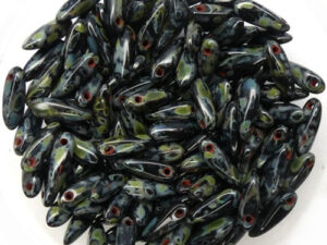 0010035 Jet Travertin Dagger bead 11 x 3 mm. 40 Pc.-12912