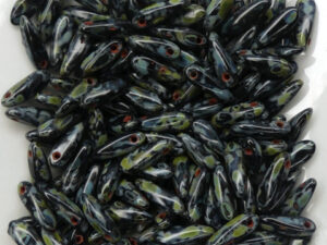 0010035 Jet Travertin Dagger bead 11 x 3 mm. 40 Pc.-12914