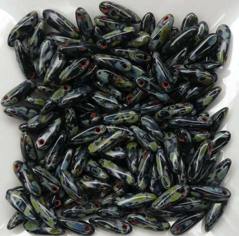 0010035 Jet Travertin Dagger bead 11 x 3 mm. 40 Pc.-12914