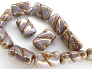0080233 Opaque White Lila/Gold Luster 8 Pc.-12947