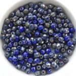 0090100 Opaque Dark Sapphire Silver Travertin, facet 4 mm.50 Pc.-0