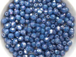 0090298 Opaque Blue Turquoise Nebula facet 4 mm.50 Pc.-12855