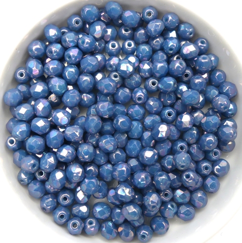 0090298 Opaque Blue Turquoise Nebula facet 4 mm.50 Pc.-12855