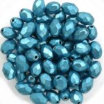 0090364 Metallic Suede Blue Turquoise Oval Facet 8 x 6 mm. 15 Pc.-0
