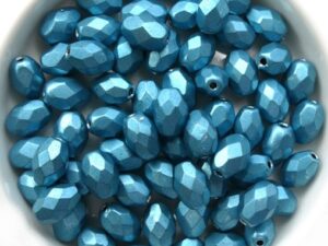 0090364 Metallic Suede Blue Turquoise Oval Facet 8 x 6 mm. 15 Pc.-12861