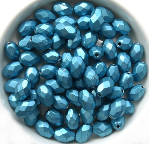 0090364 Metallic Suede Blue Turquoise Oval Facet 8 x 6 mm. 15 Pc.-12861