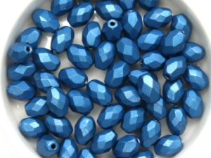 0090365 Metallic Suede Dark Blue Turquoise Oval Facet 8 x 6 mm. 15 Pc.-12865