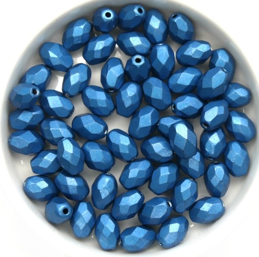 0090365 Metallic Suede Dark Blue Turquoise Oval Facet 8 x 6 mm. 15 Pc.-12865