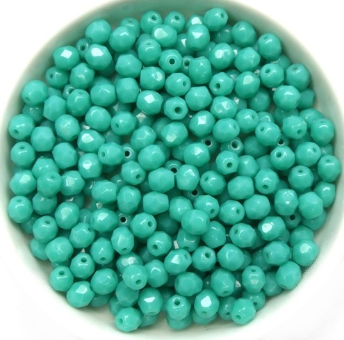 0100483 Opaque Green Turquoise, Facet 4 mm. 50 Pc.-0