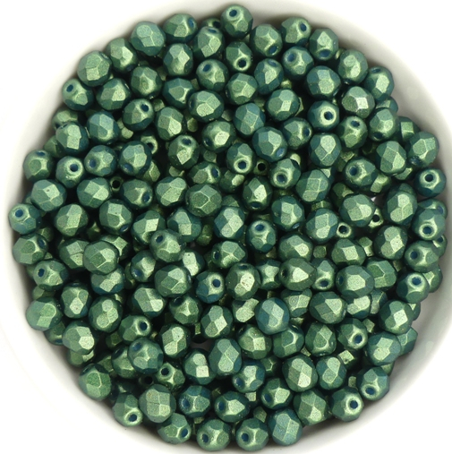 0100516 Gold Shine Dark Olive Green facet 4 mm. 50 Pc.-0