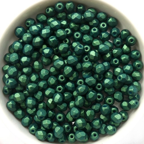 0100517 Gold Shine Dark Green facet 4 mm. 50 Pc.-0
