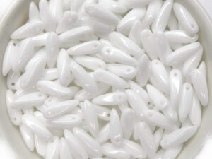 0140020 Opaque White Dagger bead 11x 3 mm. 40 Pc.-0