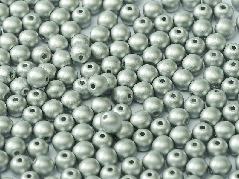 04-R-02010-29405 Alabaster Metallic Mat Silver Round 4 mm. 100 Pc.-0