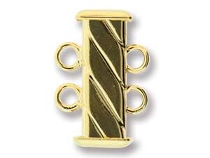 GP2Clasp Fluted Rectangle 2 strand Slide Lock Clasp, Gold Plated-12877