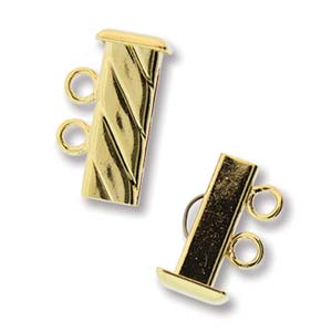 GP2Clasp Fluted Rectangle 2 strand Slide Lock Clasp, Gold Plated-0 GP2Clasp Fluted Rectangle 2 strand Slide Lock Clasp, Gold Plated-0