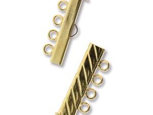 GP4Clasp Fluted Rectangle 4 strand Slide Lock Clasp, Gold Plated-0