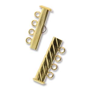 GP4Clasp Fluted Rectangle 4 strand Slide Lock Clasp, Gold Plated-0 GP4Clasp Fluted Rectangle 4 strand Slide Lock Clasp, Gold Plated-0