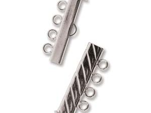 SP4Clasp Fluted Rectangle 4 strand Slide Lock Clasp, Silver Plated-0