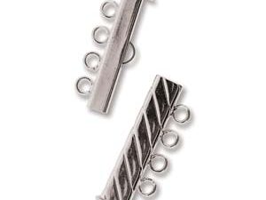 SP4Clasp Fluted Rectangle 4 strand Slide Lock Clasp, Silver Plated-0