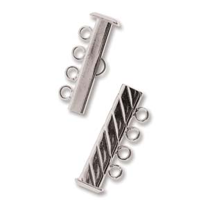 SP4Clasp Fluted Rectangle 4 strand Slide Lock Clasp, Silver Plated-0 SP4Clasp Fluted Rectangle 4 strand Slide Lock Clasp, Silver Plated-0