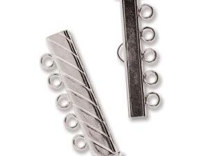 SP5Clasp Fluted Rectangle 5 strand Slide Lock Clasp, Silver Plated-0