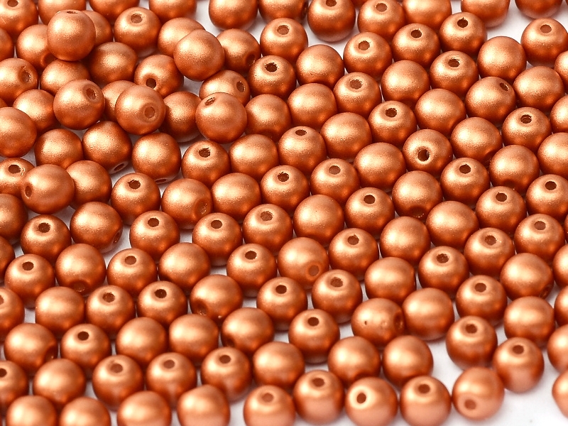 08-R-02010-29410 Alabaster Metallic Mat Copper Red Round 8 mm. 25 Pc.-0