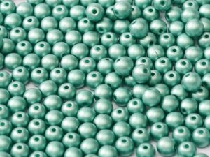 06-R-02010-29455 Alabaster Metallic Mat Teal Round 6 mm. 50 Pc.-0