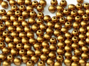 06-R-02010-29415 Alabaster Metallic Mat Brass Round 6 mm. 50 Pc.-0