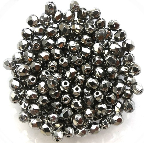 0020242 Crystal Full Chrome facet 4 mm. 50 Pc.-0 0020242 Crystal Full Chrome facet 4 mm. 50 Pc.-0