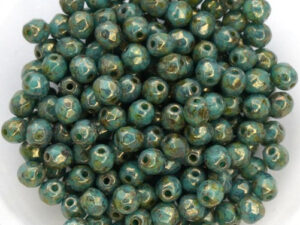 0100477 Turquoise Bronze Picasso Facet 4 mm. 50 Pc.-0