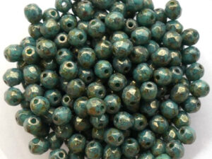 0100477 Turquoise Bronze Picasso Facet 4 mm. 50 Pc.-13404