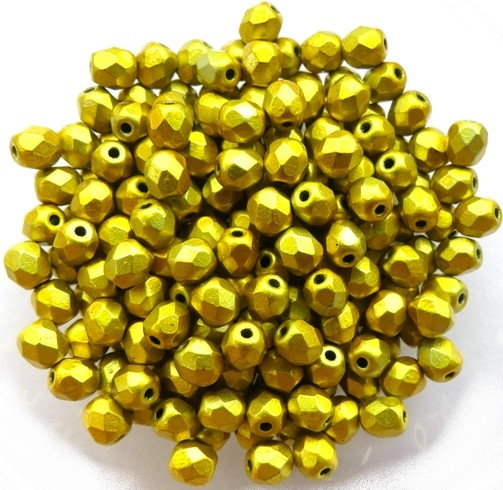 0130129 Metalust Yellow Gold facet 4 mm. 50 Pc.-13432