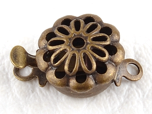 0160135 Box Clasp, Flower, Antique Bronze Color-0