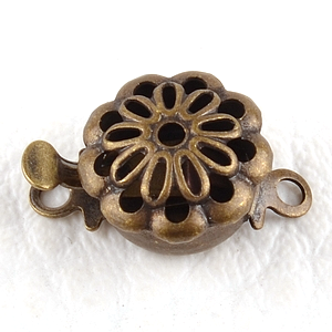 0160135 Box Clasp, Flower, Antique Bronze Color-0