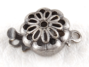 0160136 Box Clasp, Flower, Old Silver Color-0