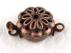 0160137 Box Clasp, Flower, Antique Copper Color-0