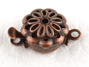 0160137 Box Clasp, Flower, Antique Copper Color-0