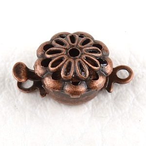0160137 Box Clasp, Flower, Antique Copper Color-0 0160137 Box Clasp, Flower, Antique Copper Color-0