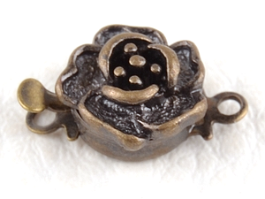 0160138 Box Clasp, Rose Flower, Antique Bronze Color-0