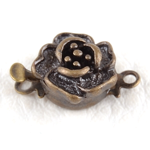 0160138 Box Clasp, Rose Flower, Antique Bronze Color-0