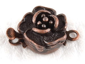 0160139 Box Clasp, Rose Flower, Antique Copper Color-0