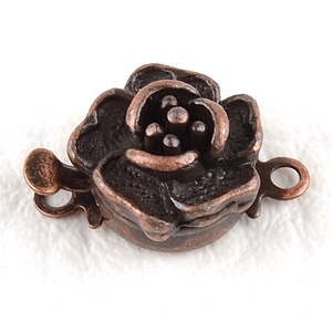 0160139 Box Clasp, Rose Flower, Antique Copper Color-0