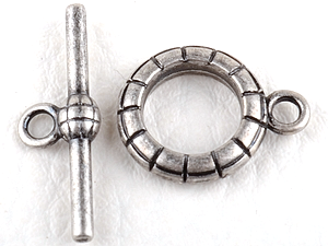 0160205 Toggle Clasp stripes, Old Silver Color.-0
