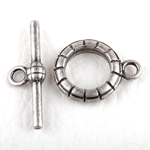 0160205 Toggle Clasp stripes, Old Silver Color.-0 0160205 Toggle Clasp stripes, Old Silver Color.-0