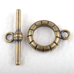 0160207 Toggle Clasp stripes, Antique Bronze Color.-0